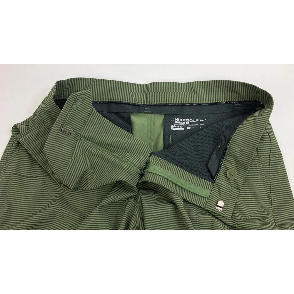 Nike Shorts Mens Sz 30 Golf Dri-Fit green gray striped Stretch 10